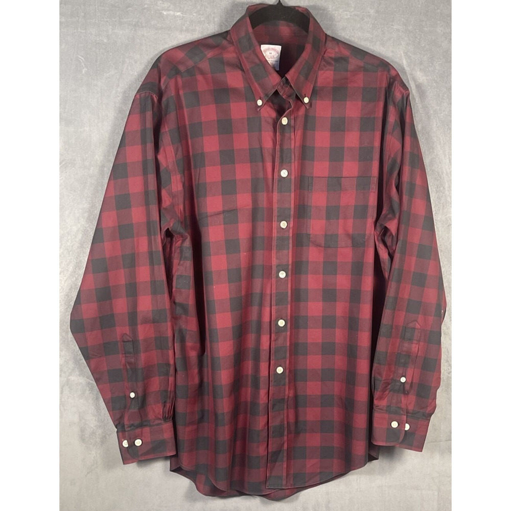 Brooks Brothers The Original Polo Shirt Supima Cotton Red Black Check Size M‎